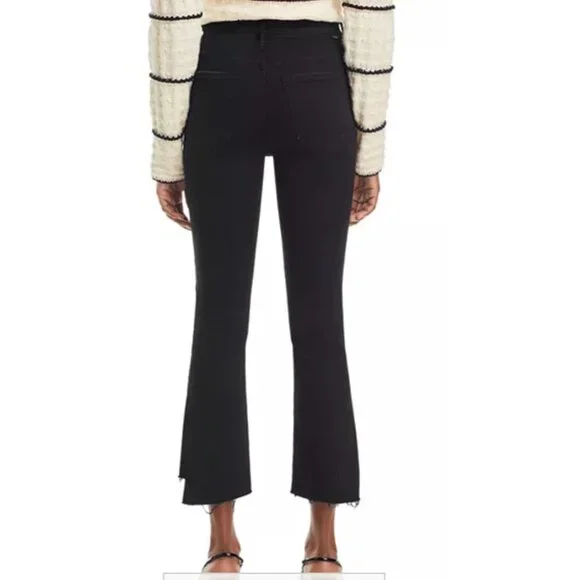MOTHER The Insider High Rise Crop Step Fray Bootcut Jeans Not Guilty Black NWT 2 - Picture 2 of 3